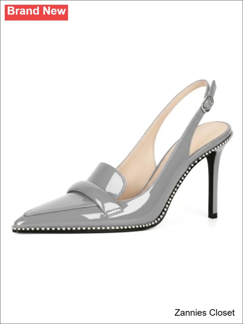 ✨ Beaded Slingback Stiletto Heels Pointed Toe Pumps Slip On High Heels for Women